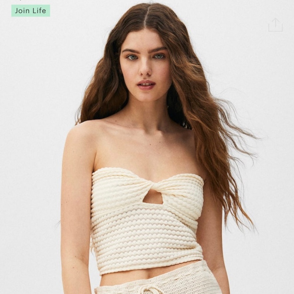 Pull & Bear textured cut out bandeau top